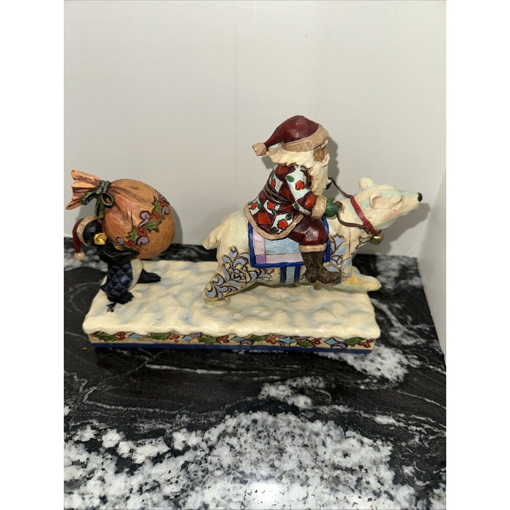 Jim Shore Delivering Winter Wishes Santa Riding Polar Bear Figure 2006 Penguin